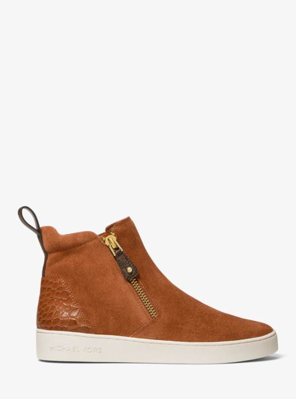 Damske Tenisky Michael Kors Clay Suede High-Top Hnede - Topanky Michael Kors Sleva | WTZPE-2638